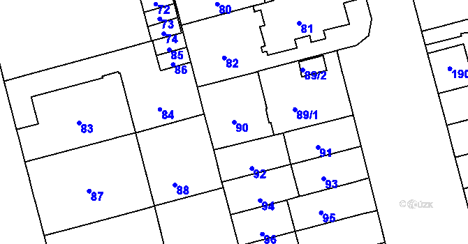 Parcela st. 90 v KÚ Černá Pole, Katastrální mapa