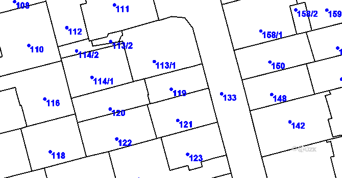 Parcela st. 119 v KÚ Černá Pole, Katastrální mapa