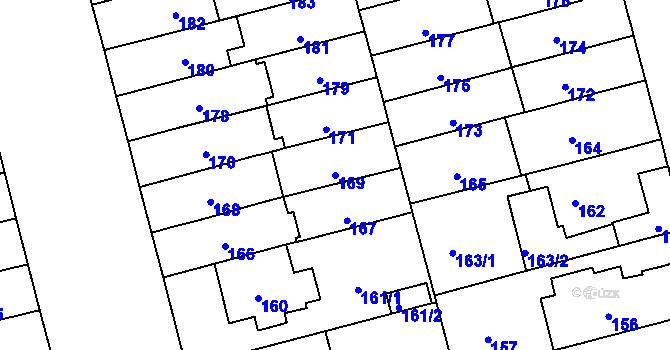 Parcela st. 169 v KÚ Černá Pole, Katastrální mapa