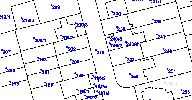 Parcela st. 218 v KÚ Černá Pole, Katastrální mapa