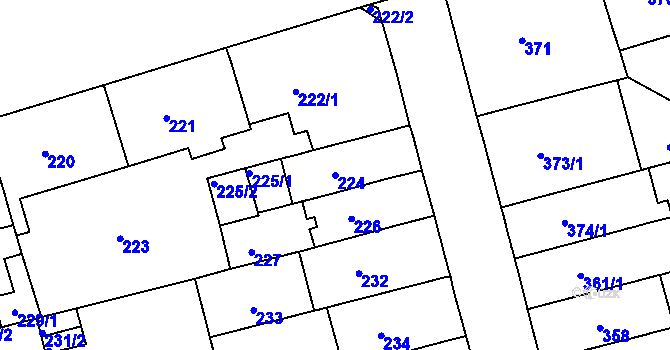 Parcela st. 224 v KÚ Černá Pole, Katastrální mapa