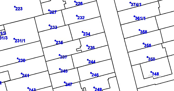 Parcela st. 236 v KÚ Černá Pole, Katastrální mapa