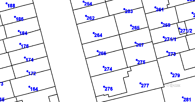 Parcela st. 266 v KÚ Černá Pole, Katastrální mapa