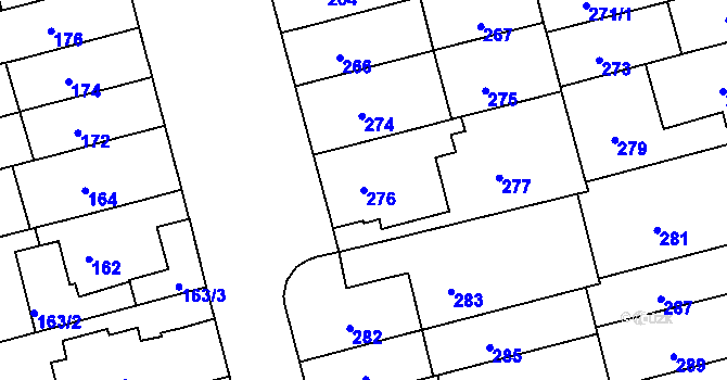 Parcela st. 276 v KÚ Černá Pole, Katastrální mapa