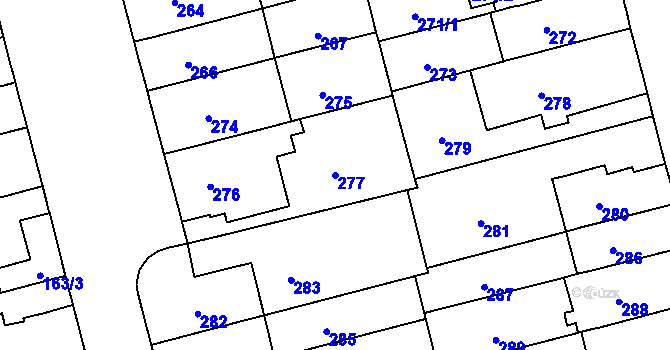 Parcela st. 277 v KÚ Černá Pole, Katastrální mapa