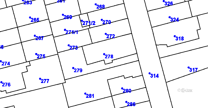 Parcela st. 278 v KÚ Černá Pole, Katastrální mapa