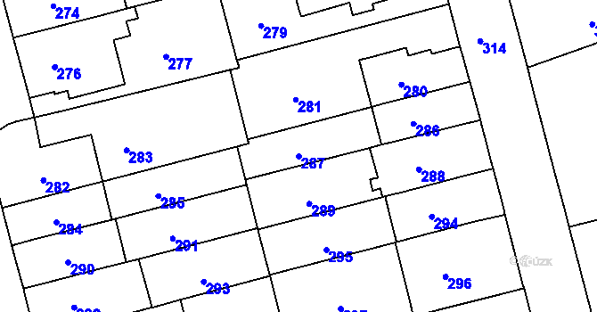 Parcela st. 287 v KÚ Černá Pole, Katastrální mapa