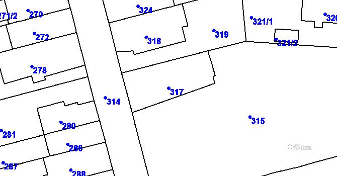 Parcela st. 317 v KÚ Černá Pole, Katastrální mapa