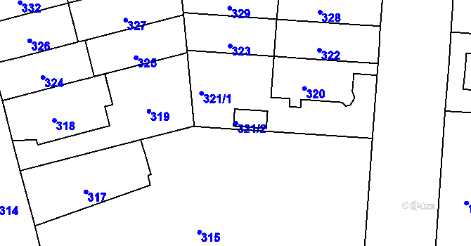 Parcela st. 321/2 v KÚ Černá Pole, Katastrální mapa