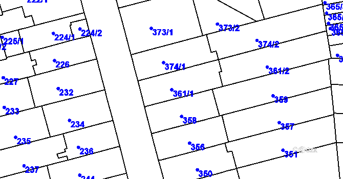 Parcela st. 361/1 v KÚ Černá Pole, Katastrální mapa