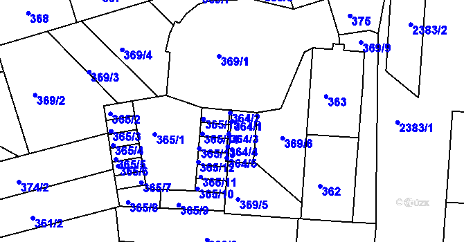 Parcela st. 364/1 v KÚ Černá Pole, Katastrální mapa