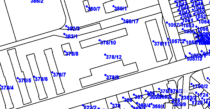 Parcela st. 378/12 v KÚ Černá Pole, Katastrální mapa