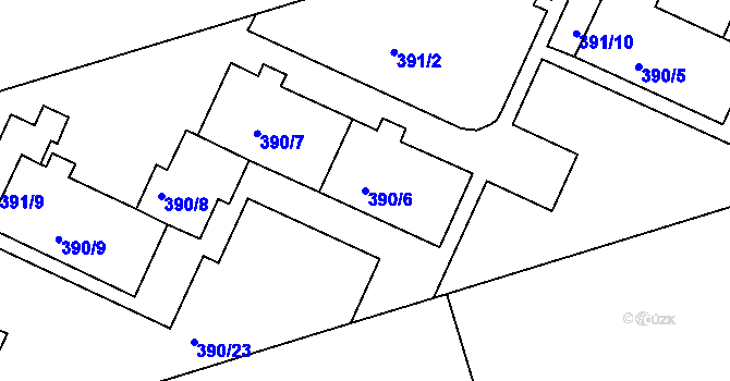 Parcela st. 390/6 v KÚ Černá Pole, Katastrální mapa