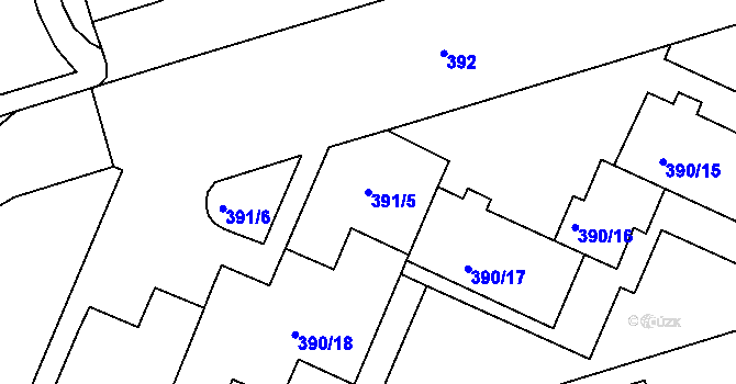 Parcela st. 391/5 v KÚ Černá Pole, Katastrální mapa