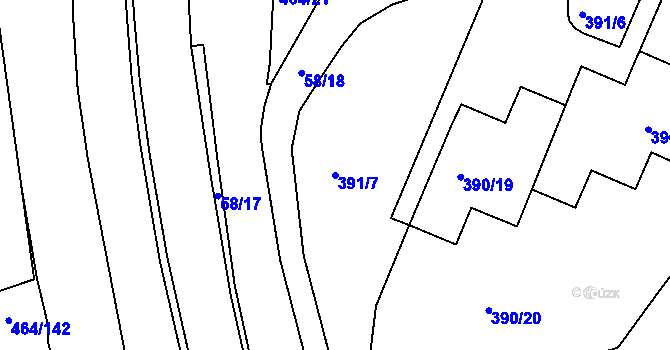 Parcela st. 391/7 v KÚ Černá Pole, Katastrální mapa
