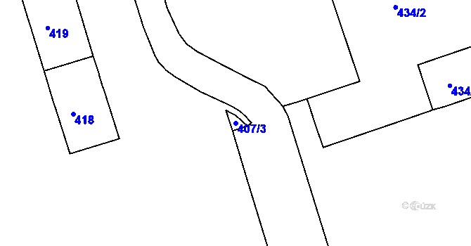 Parcela st. 407/3 v KÚ Černá Pole, Katastrální mapa