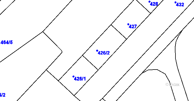Parcela st. 426/2 v KÚ Černá Pole, Katastrální mapa