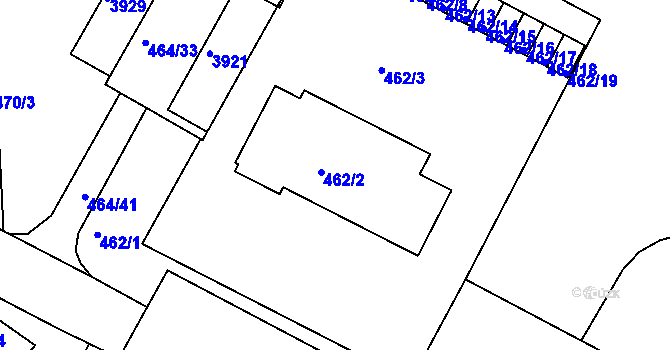 Parcela st. 462/2 v KÚ Černá Pole, Katastrální mapa