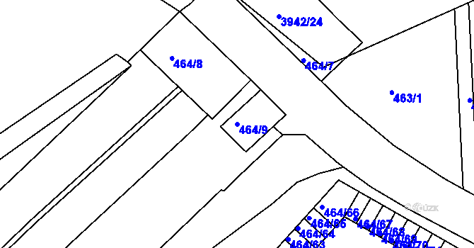 Parcela st. 464/9 v KÚ Černá Pole, Katastrální mapa
