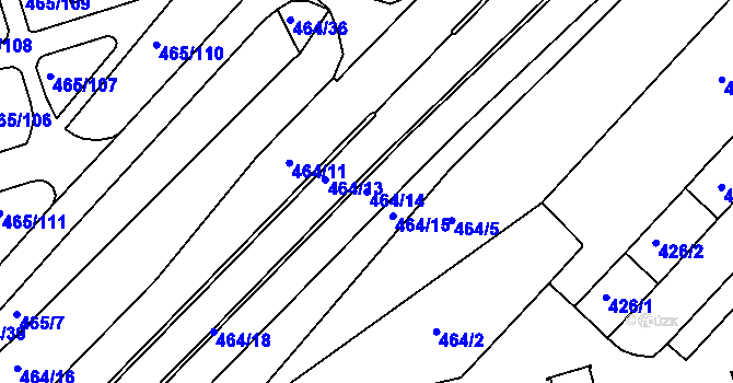 Parcela st. 464/14 v KÚ Černá Pole, Katastrální mapa