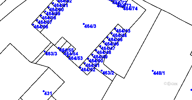 Parcela st. 464/48 v KÚ Černá Pole, Katastrální mapa