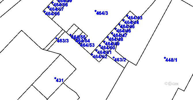 Parcela st. 464/51 v KÚ Černá Pole, Katastrální mapa