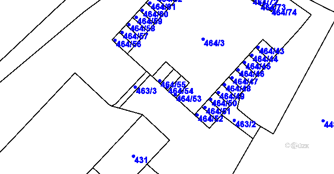 Parcela st. 464/54 v KÚ Černá Pole, Katastrální mapa