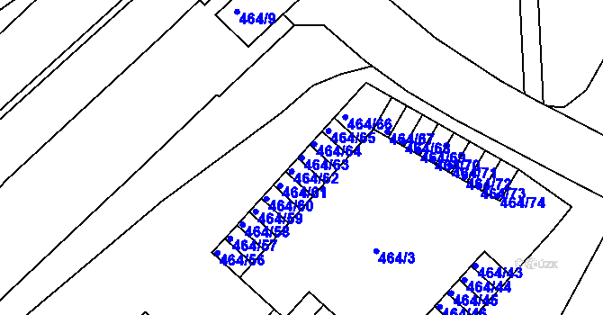 Parcela st. 464/63 v KÚ Černá Pole, Katastrální mapa