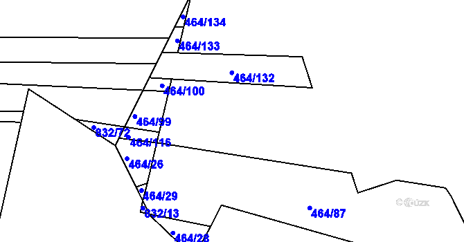 Parcela st. 464/84 v KÚ Černá Pole, Katastrální mapa