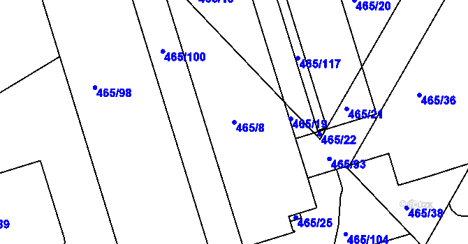 Parcela st. 465/8 v KÚ Černá Pole, Katastrální mapa