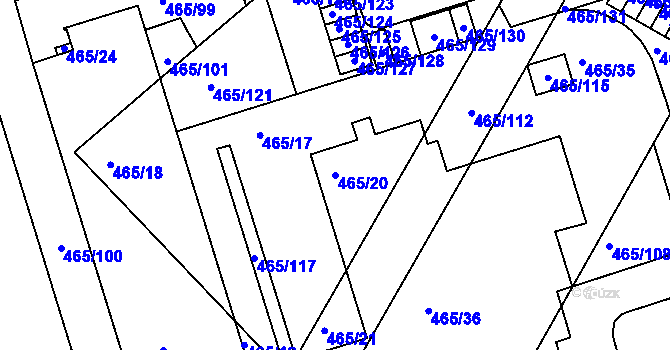 Parcela st. 465/20 v KÚ Černá Pole, Katastrální mapa