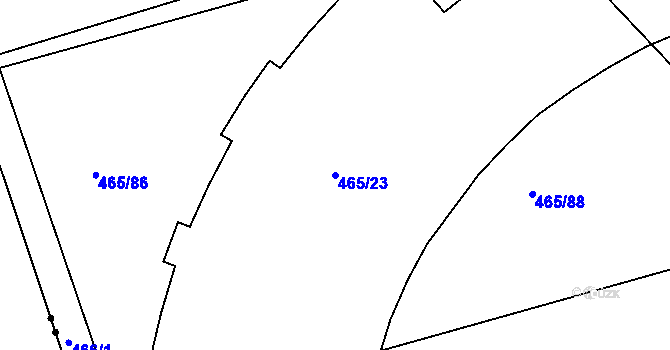 Parcela st. 465/23 v KÚ Černá Pole, Katastrální mapa
