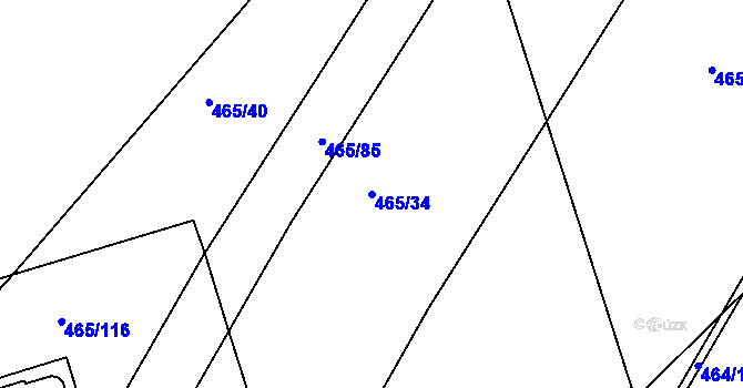 Parcela st. 465/34 v KÚ Černá Pole, Katastrální mapa