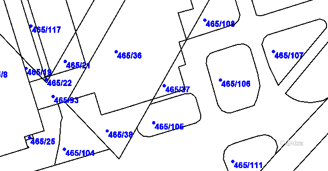 Parcela st. 465/37 v KÚ Černá Pole, Katastrální mapa