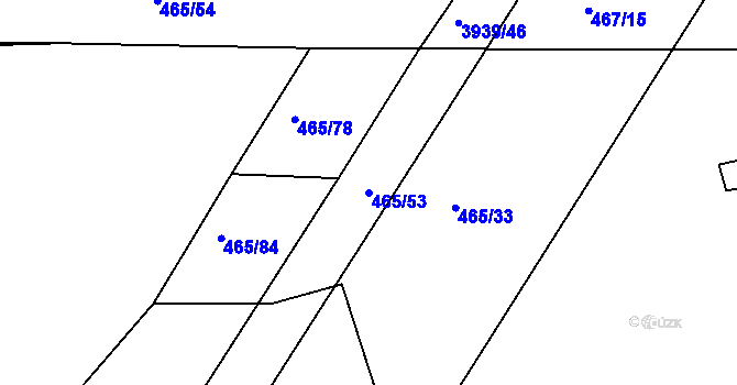 Parcela st. 465/53 v KÚ Černá Pole, Katastrální mapa