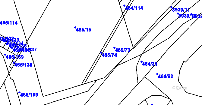 Parcela st. 465/74 v KÚ Černá Pole, Katastrální mapa