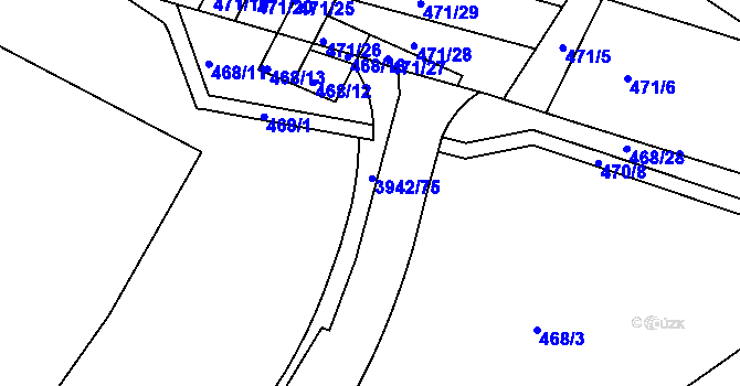 Parcela st. 468/2 v KÚ Černá Pole, Katastrální mapa