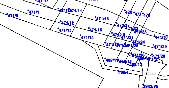 Parcela st. 468/15 v KÚ Černá Pole, Katastrální mapa