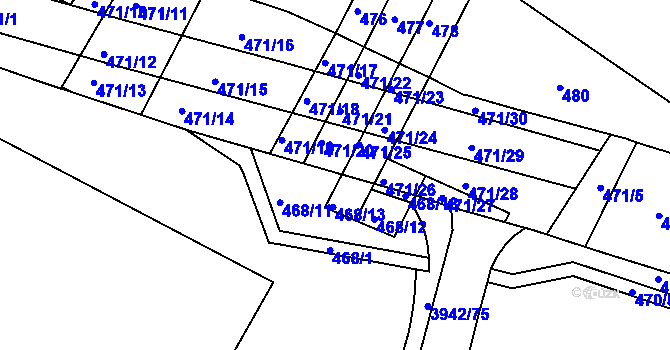 Parcela st. 468/20 v KÚ Černá Pole, Katastrální mapa