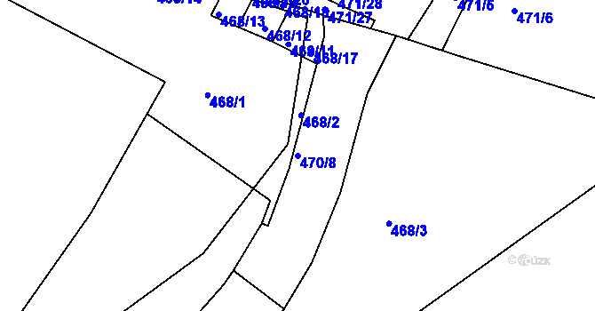 Parcela st. 470/8 v KÚ Černá Pole, Katastrální mapa