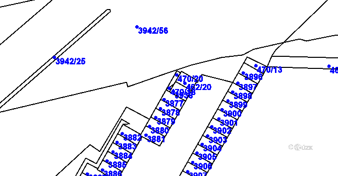 Parcela st. 470/18 v KÚ Černá Pole, Katastrální mapa