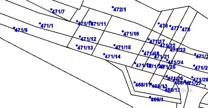 Parcela st. 471/14 v KÚ Černá Pole, Katastrální mapa