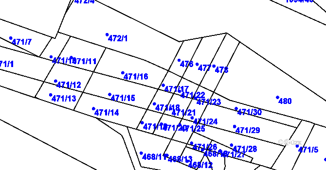 Parcela st. 471/17 v KÚ Černá Pole, Katastrální mapa