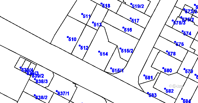 Parcela st. 514 v KÚ Černá Pole, Katastrální mapa