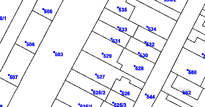 Parcela st. 529 v KÚ Černá Pole, Katastrální mapa