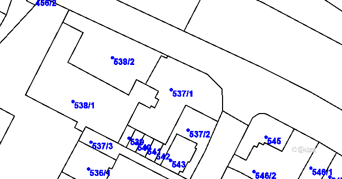 Parcela st. 537/1 v KÚ Černá Pole, Katastrální mapa