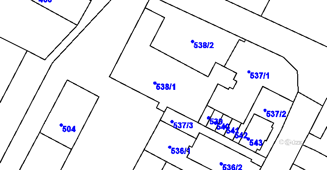 Parcela st. 538 v KÚ Černá Pole, Katastrální mapa