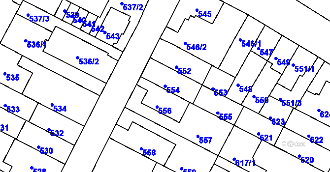 Parcela st. 554 v KÚ Černá Pole, Katastrální mapa