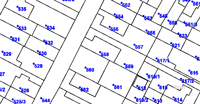 Parcela st. 558 v KÚ Černá Pole, Katastrální mapa