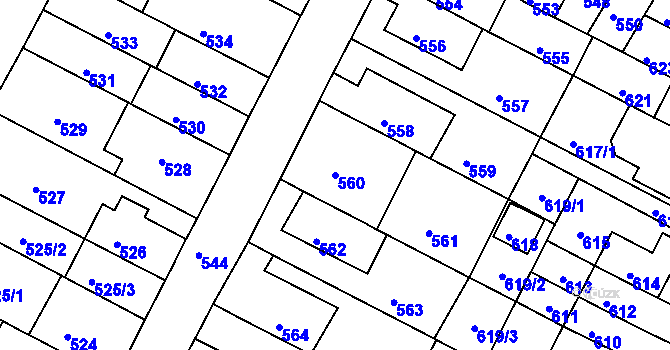 Parcela st. 560 v KÚ Černá Pole, Katastrální mapa